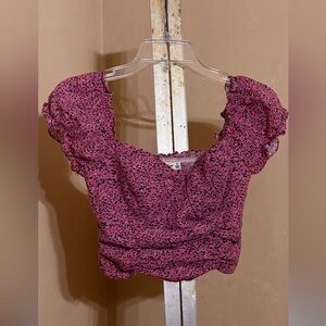 Runaway Heart Women's Pink Patterned Crop Top Sz 8